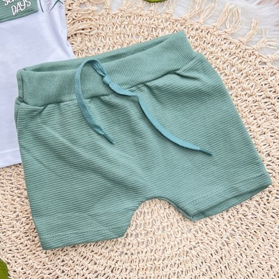 Conj. Camiseta Bolsinho Sunny Days e Bermuda - Branco e Verde